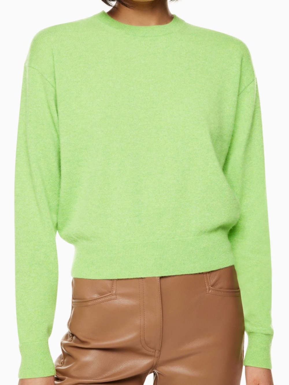 ARITZIA WILFRED Serendipity Liteluxe 100% Cashmere Sweater crewneck green sz XL